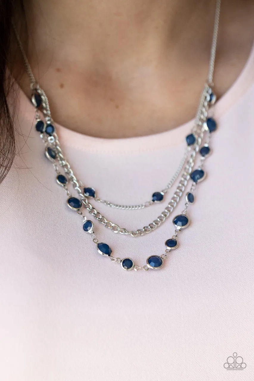 Goddess Getaway - Blue - Glassy Bead Tiered Paparazzi Short Necklace