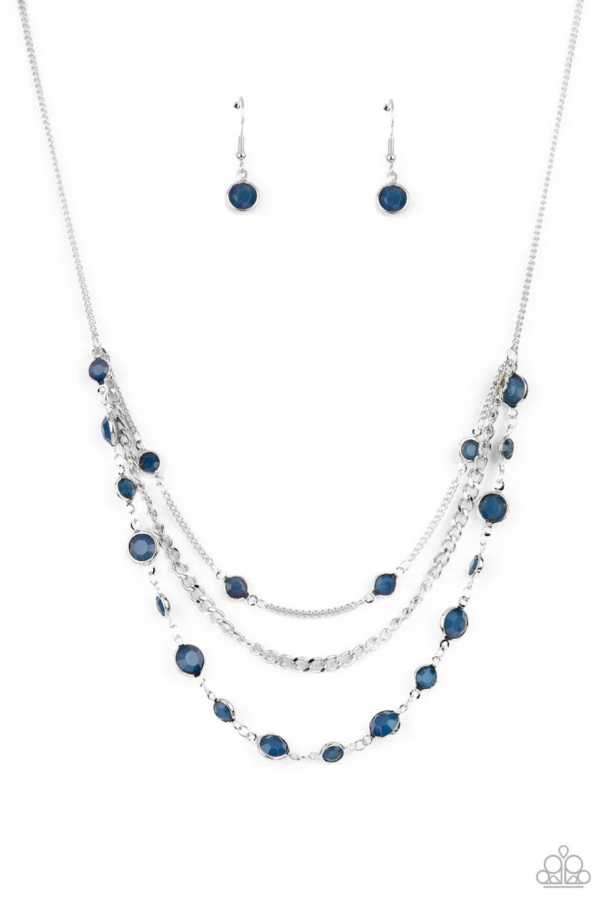 Goddess Getaway - Blue - Glassy Bead Tiered Paparazzi Short Necklace