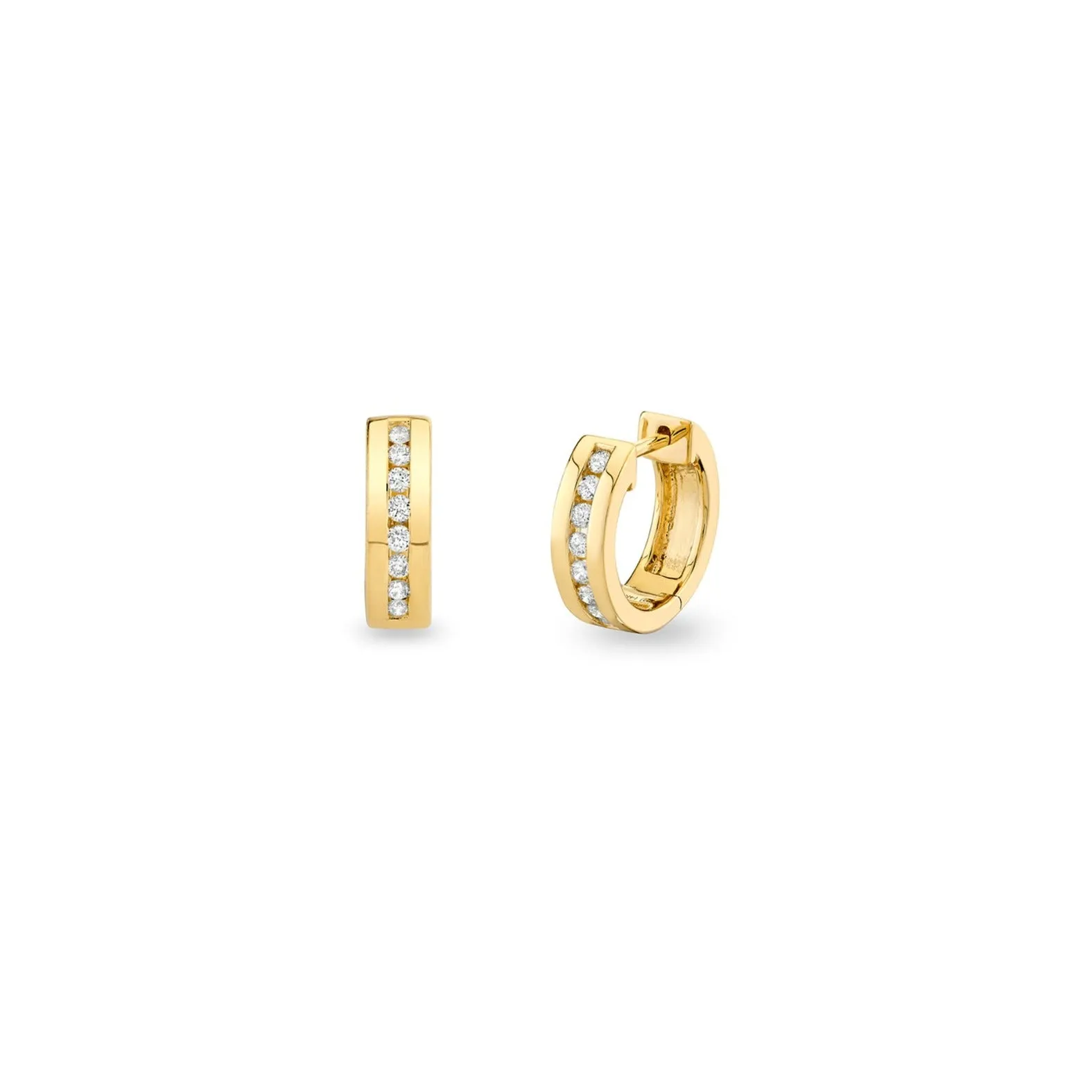 Gold & Diamond Channel Set Huggie