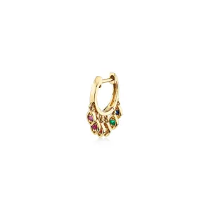 Gold & Rainbow Marquise Eye Fringe Huggies