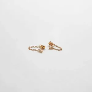 Gold CZ Chain Huggie Earrings