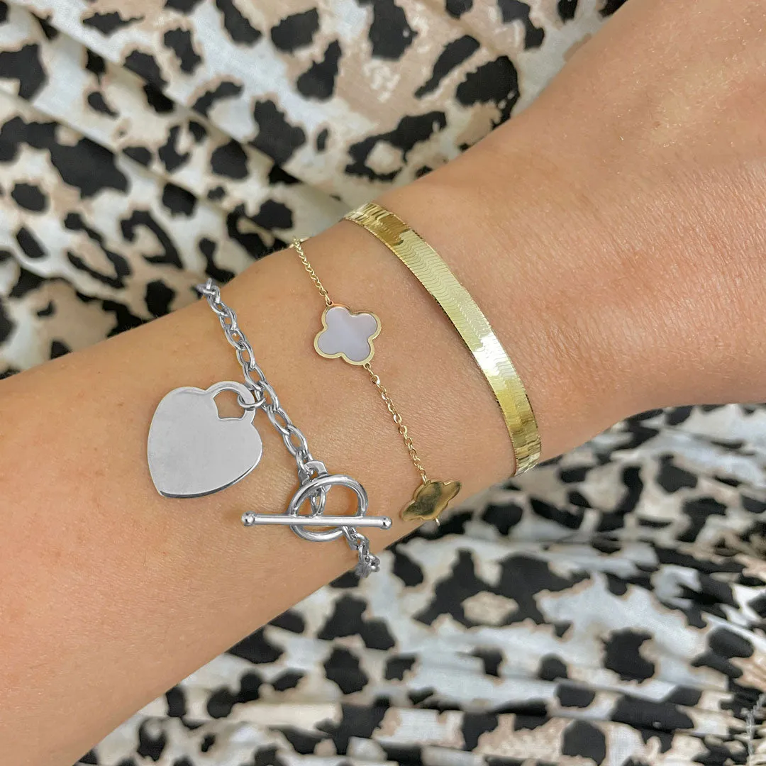 Gold Heart Toggle Bracelet