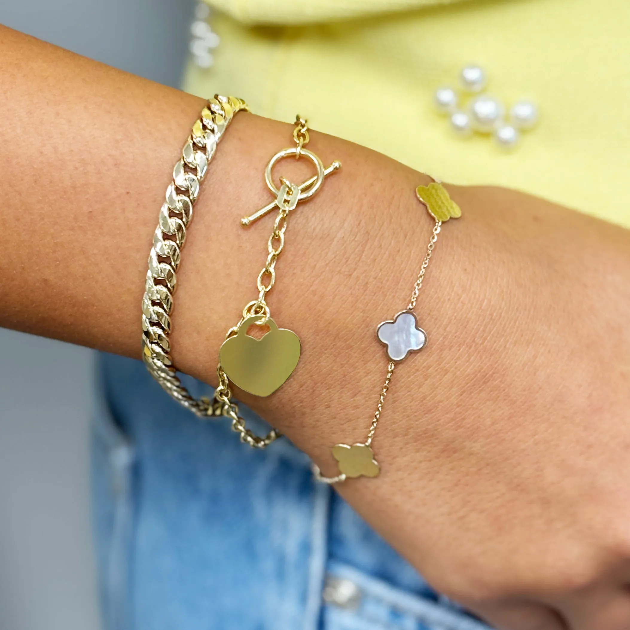 Gold Heart Toggle Bracelet