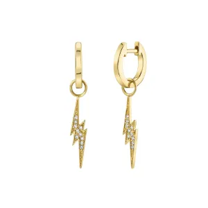 Gold Huggie Hoop and Lightning Bolt Charm Hoops