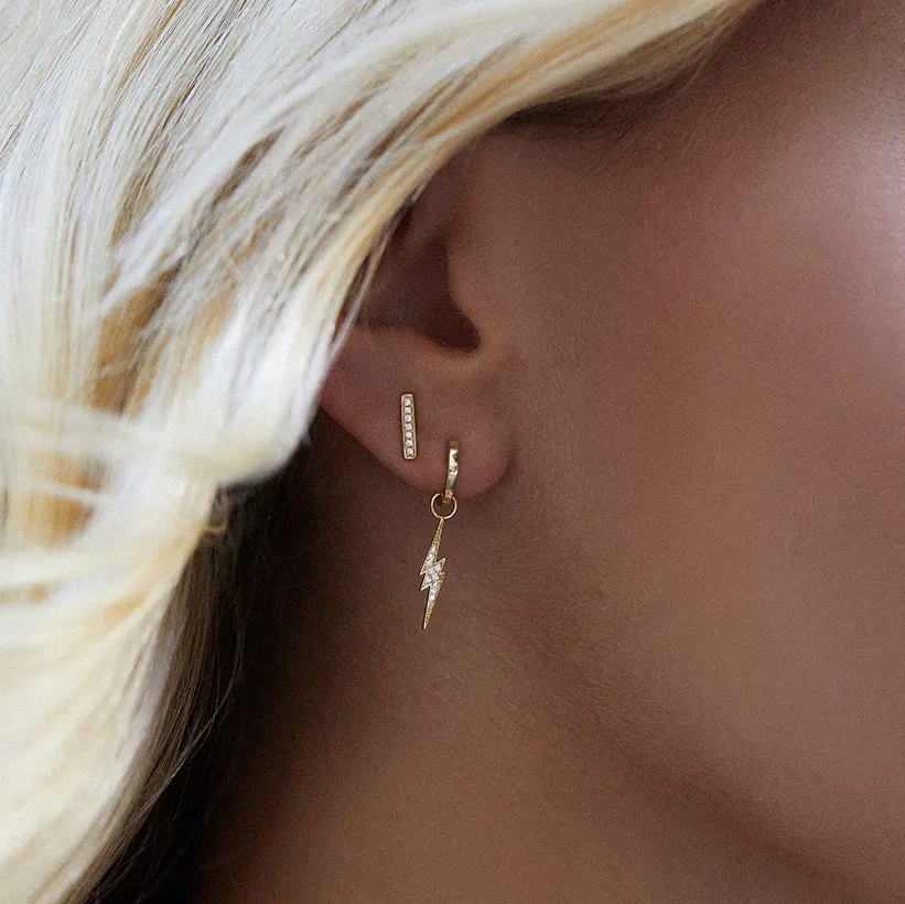 Gold Huggie Hoop and Lightning Bolt Charm Hoops
