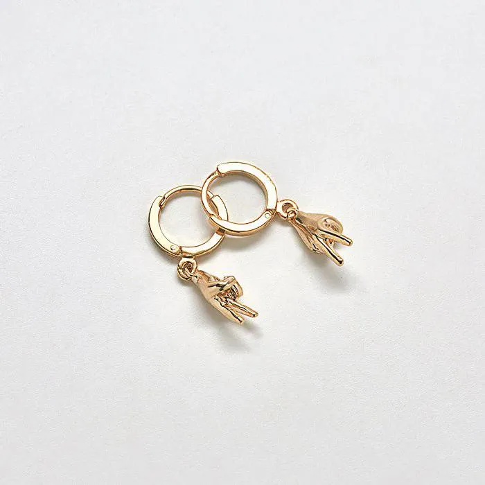 Gold Peace Huggie Earrings