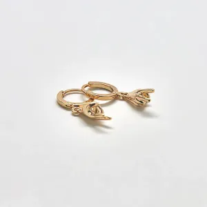 Gold Peace Huggie Earrings