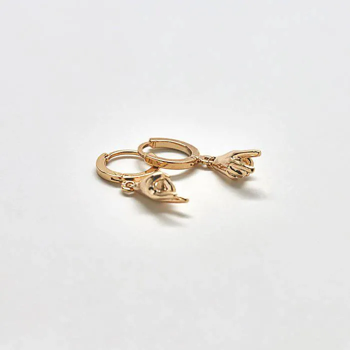 Gold Peace Huggie Earrings