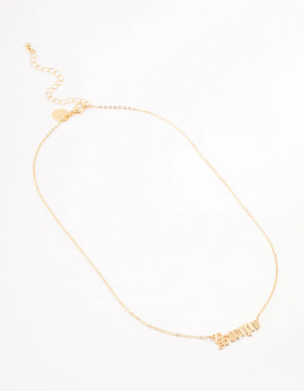Gold Plated Scorpio Gothic Script Necklace