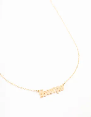 Gold Plated Scorpio Gothic Script Necklace