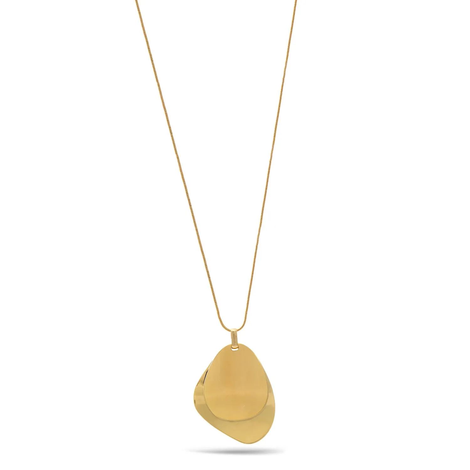 GOLD SHINE AND MATTE FINISH PENDANT LONG NECKLACE #SWY-18041GL (GD2)