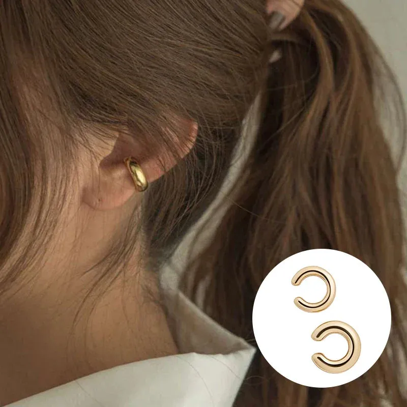 Gold Silver Ear Cuff Without Piercing Ear Clips Earrings For Women Trendy Earring Fake Cartilage Earrings Clip