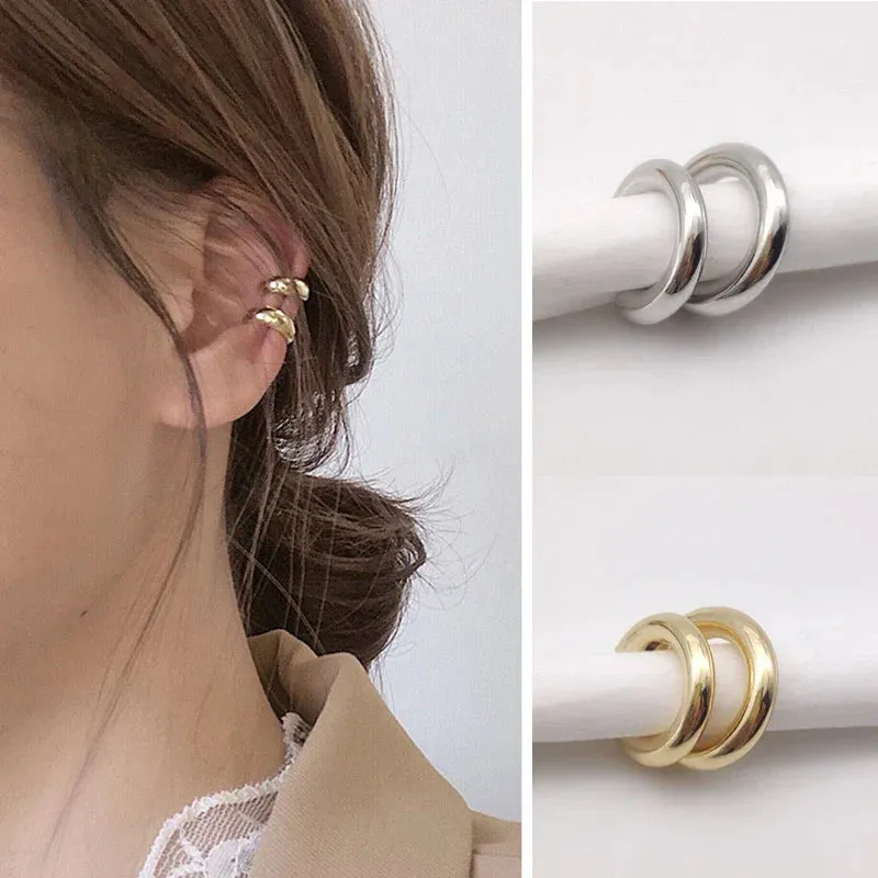 Gold Silver Ear Cuff Without Piercing Ear Clips Earrings For Women Trendy Earring Fake Cartilage Earrings Clip
