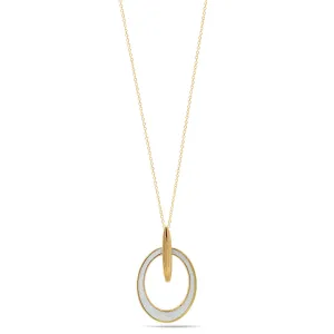 GOLD SILVER SANDED OVAL PENDANT NECKLACE #SWKK-11625NSIL