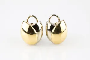 Gorgeous 18k Two Tone Gold Rosebud Huggie Earrings