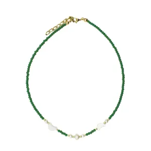 Green Beaded Choker with Moon Charms
