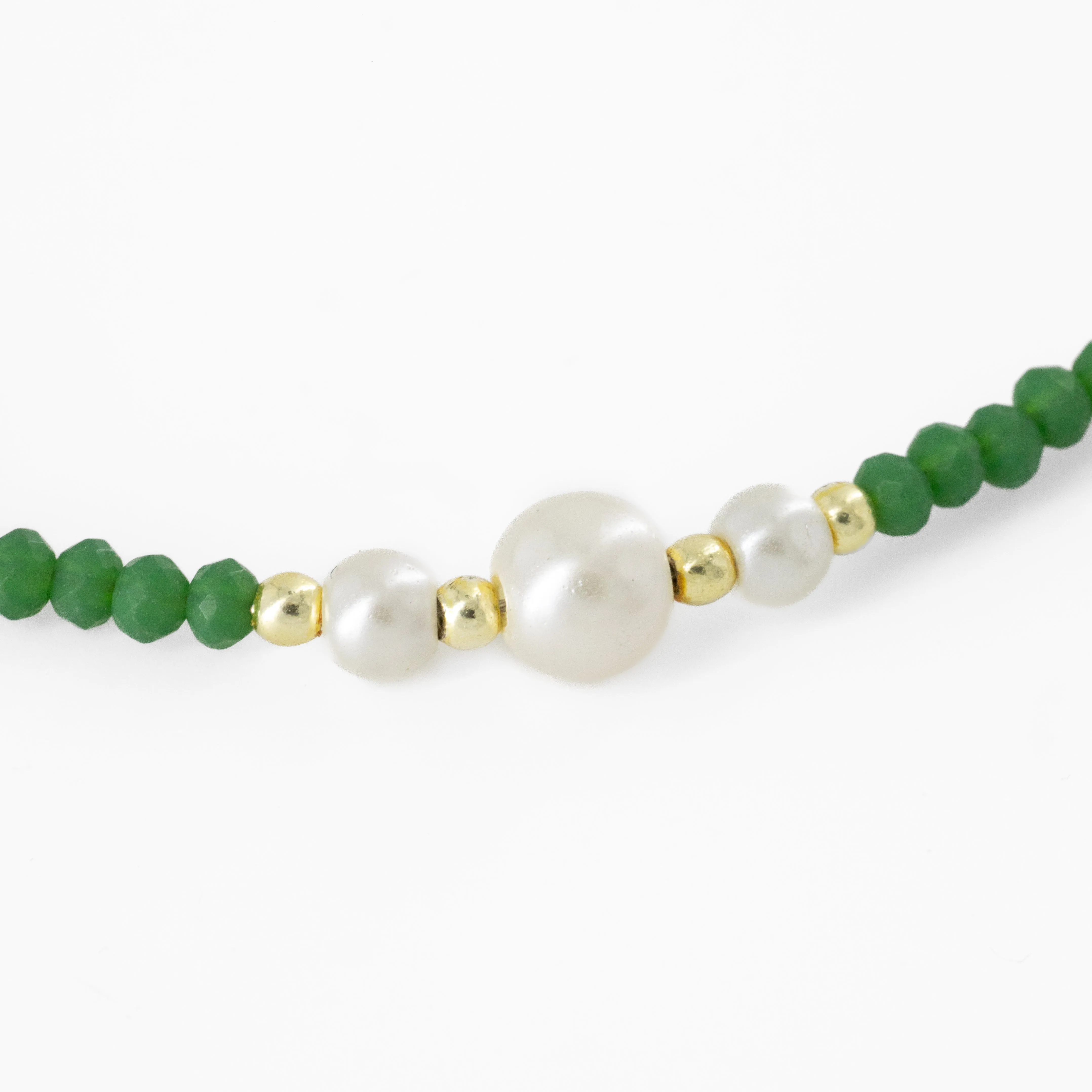 Green Beaded Choker with Moon Charms