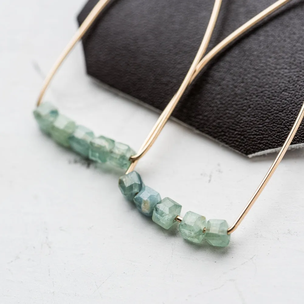 Green Kyanite Petite Cubist Earrings