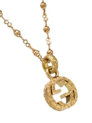 Gucci 18K Yellow Gold Interlocking G Beaded Chain Necklace