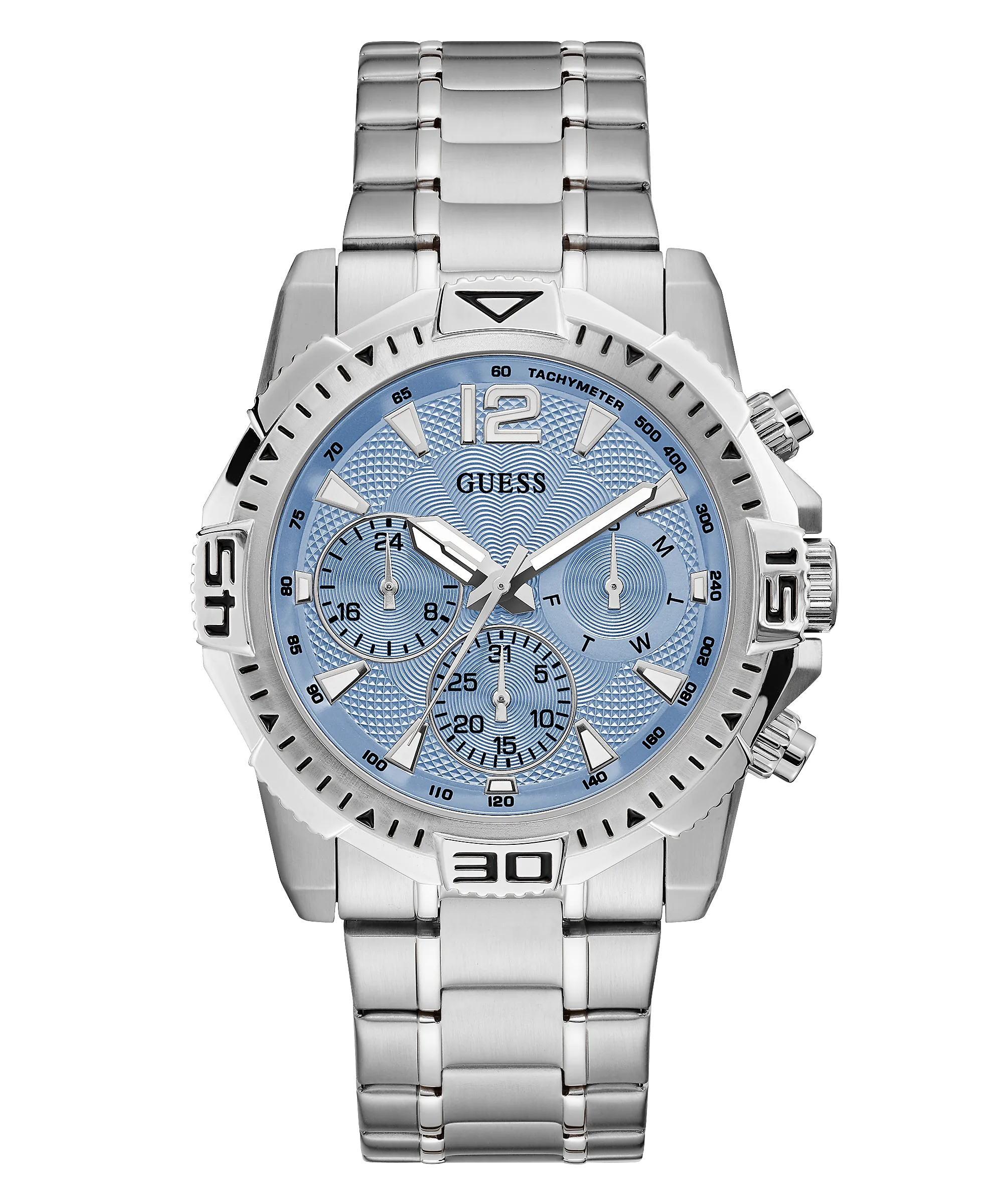 Guess Commander Silver Blue Dial Men's Watch GW0056G2