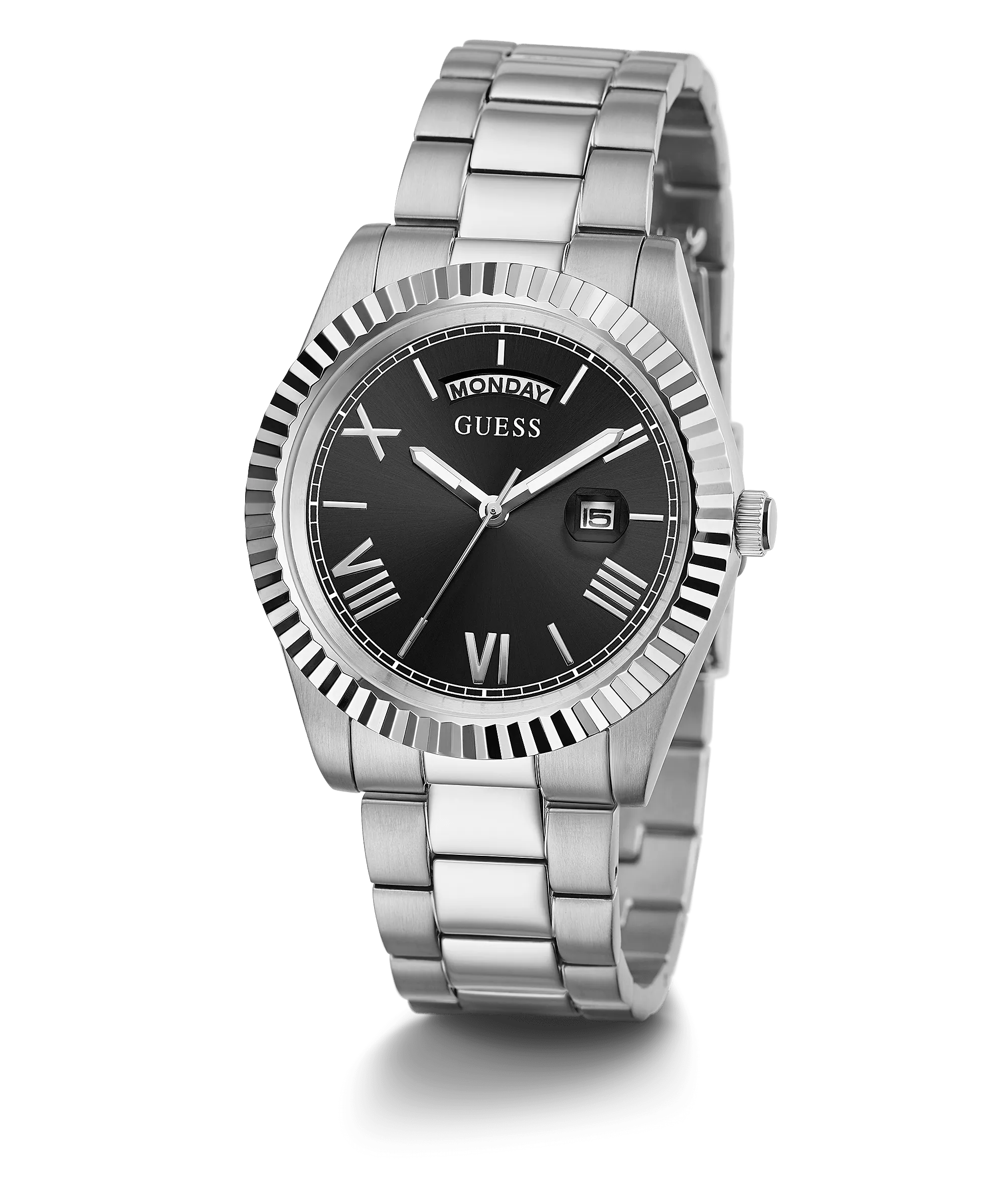 Guess Connoisseur Silver Tone Black Dial Men's Watch GW0265G1