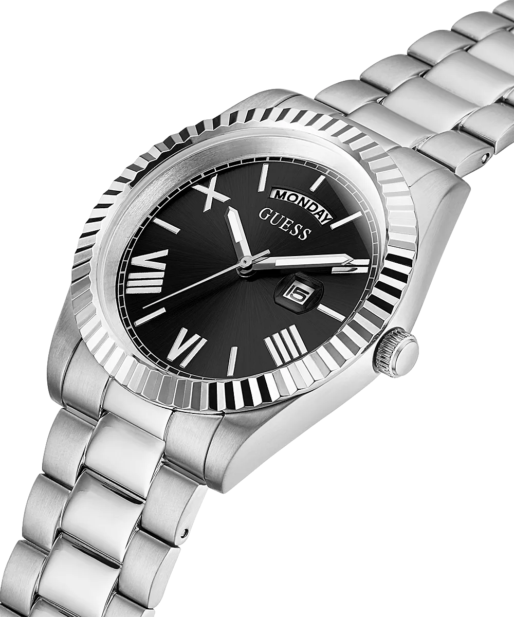 Guess Connoisseur Silver Tone Black Dial Men's Watch GW0265G1
