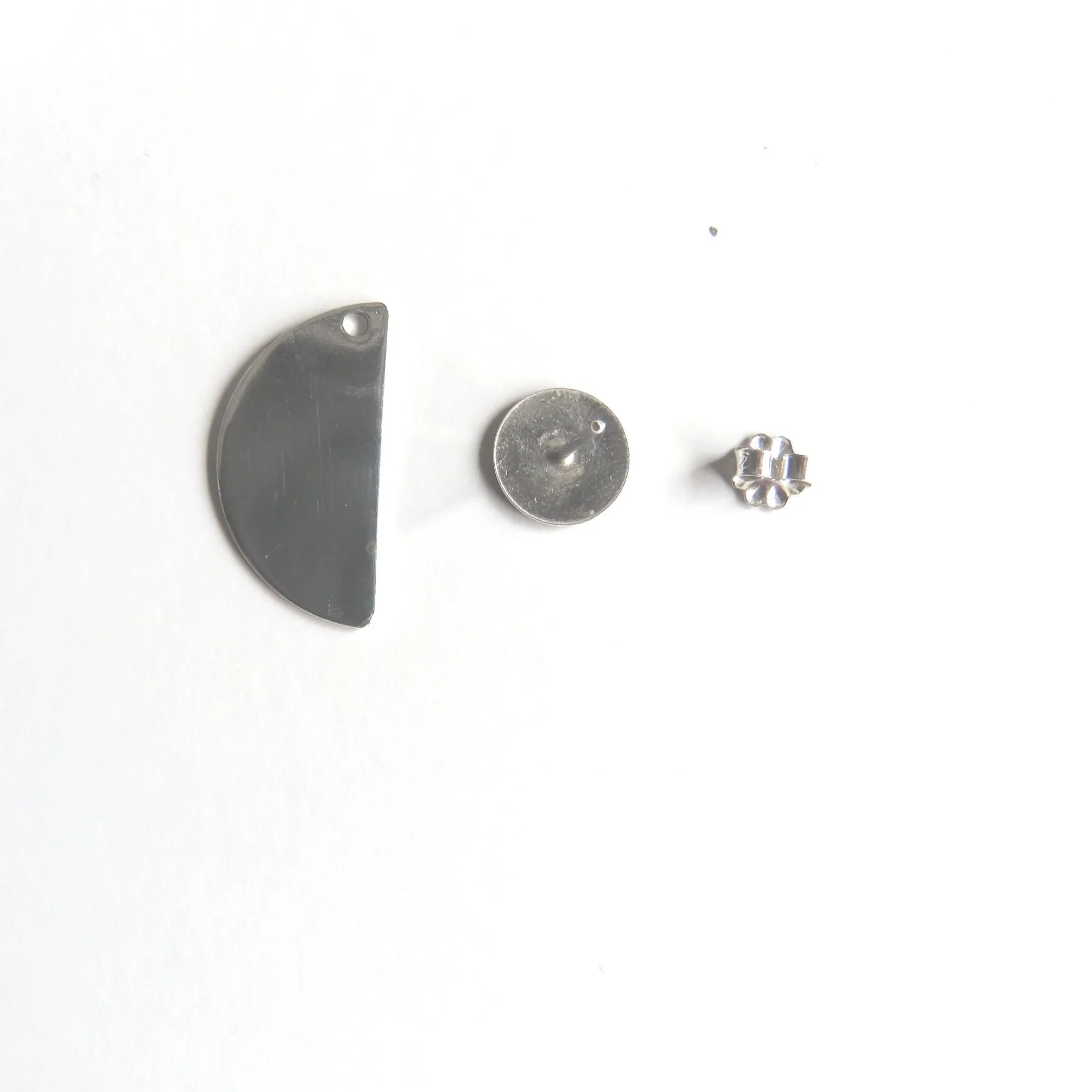 Half Disc Argentium Silver Ear Jacket Earrings - Nickel Free