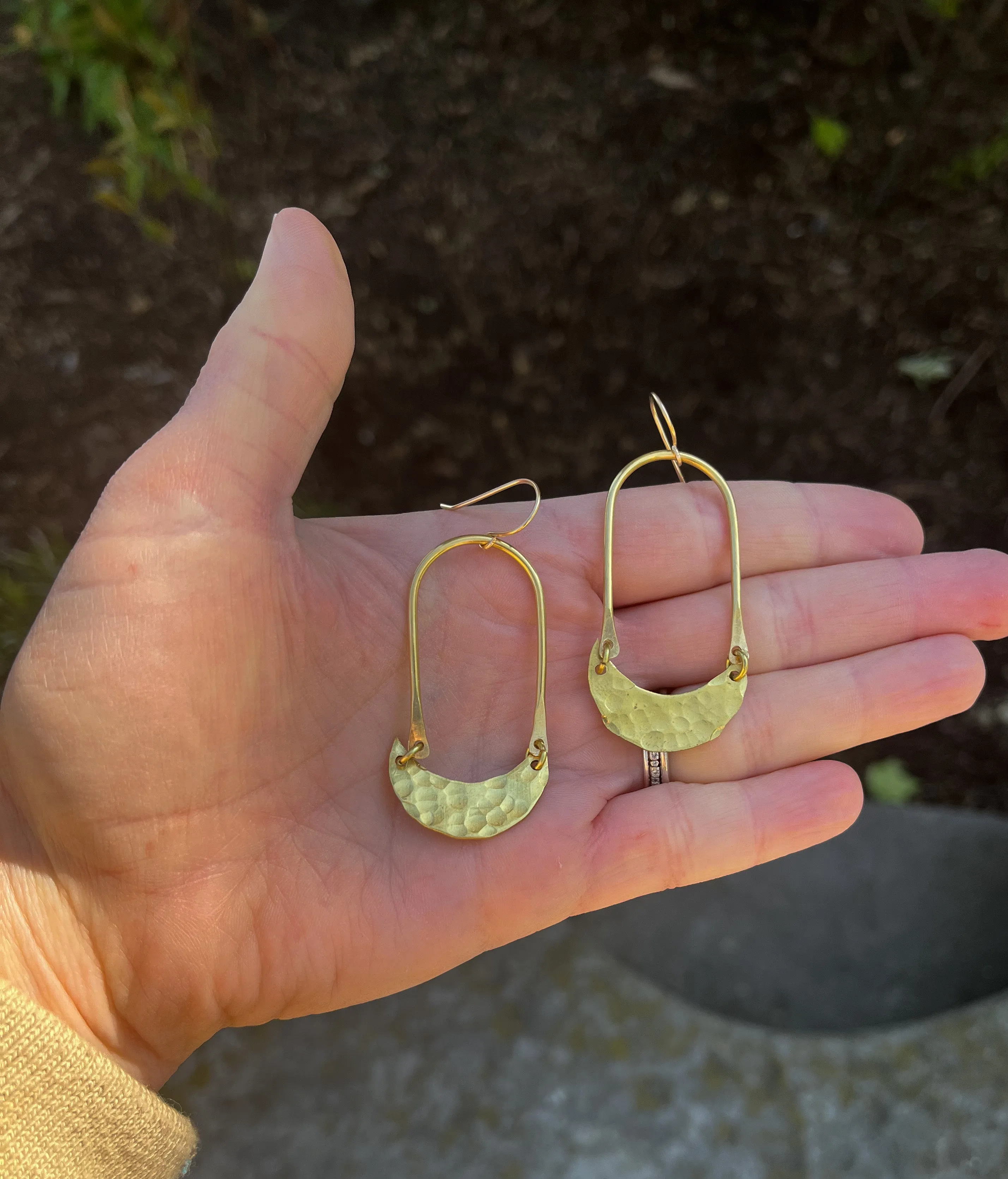 Hammered Crescent Earrings