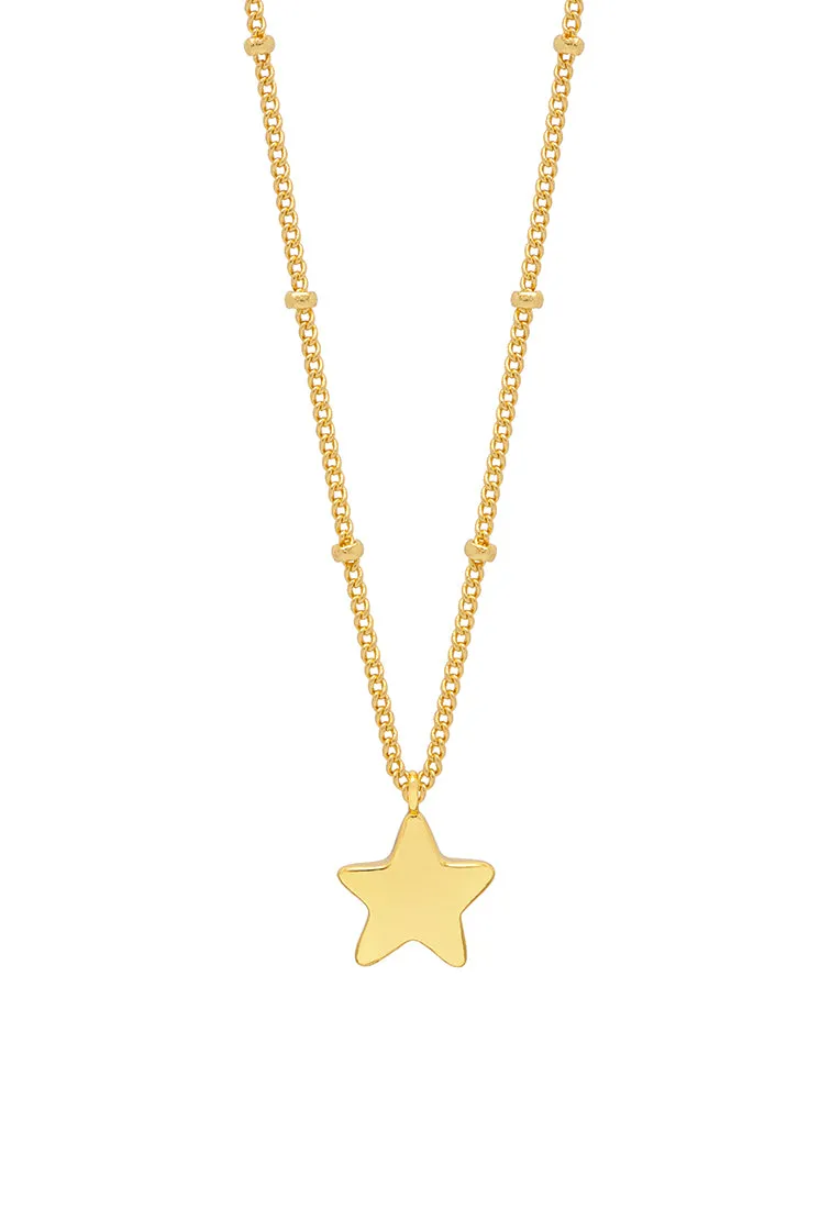 Hand Drawn Star Pendant On Beaded Chain