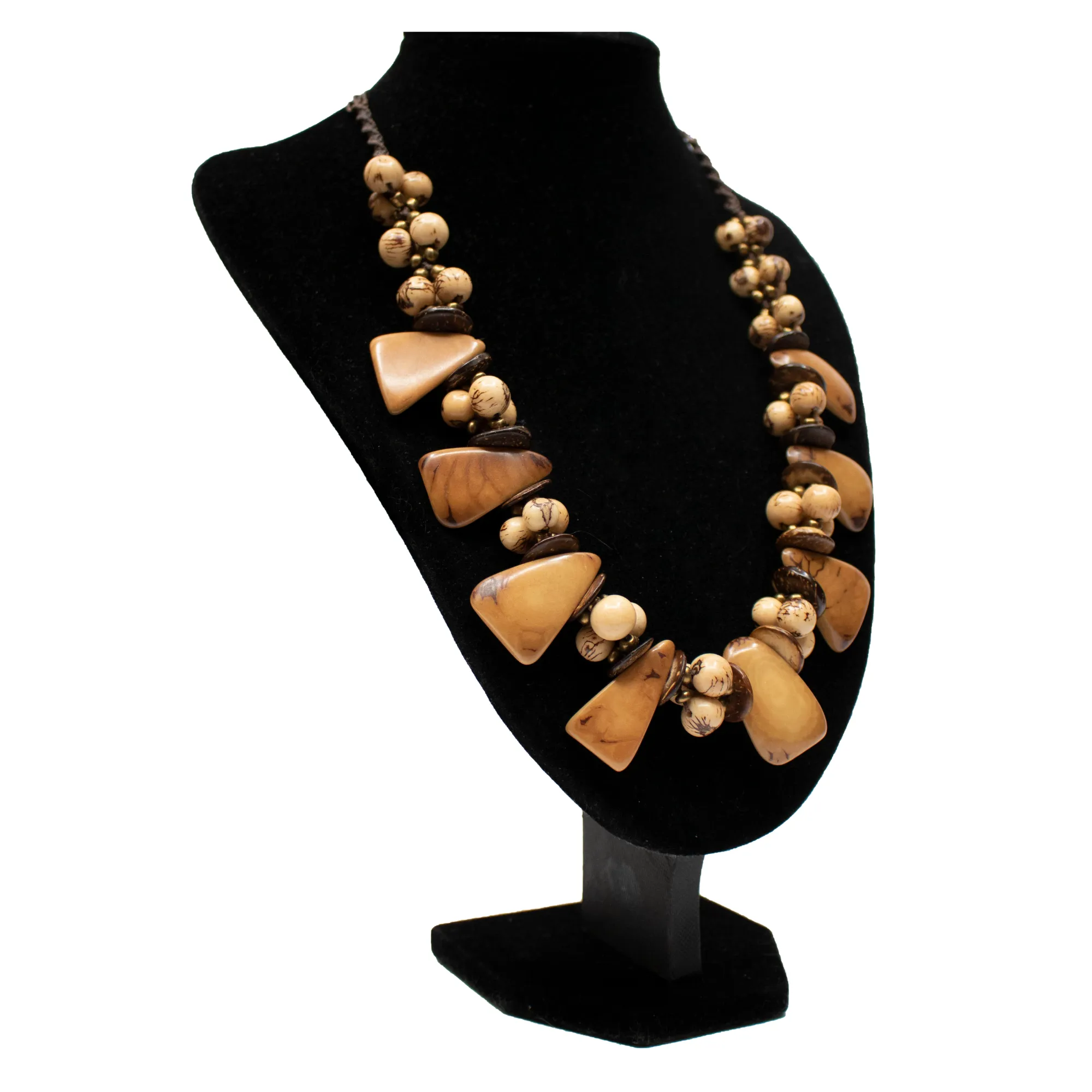Handcrafted Brown Tagua and Acai Necklace for Women