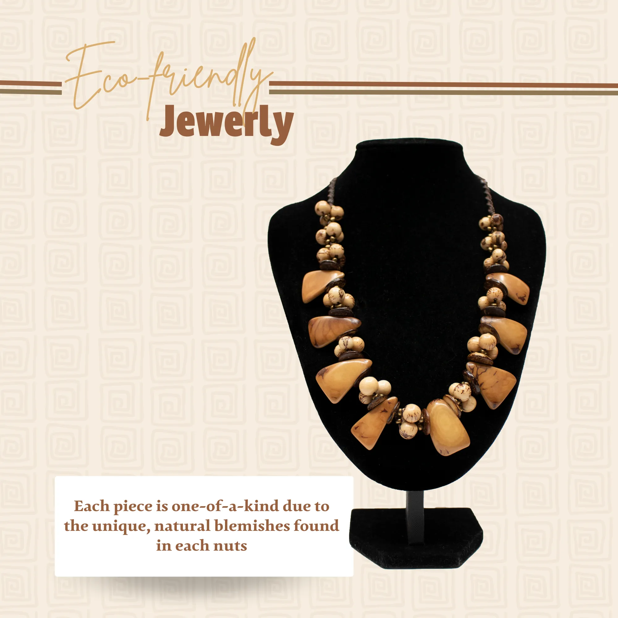 Handcrafted Brown Tagua and Acai Necklace for Women