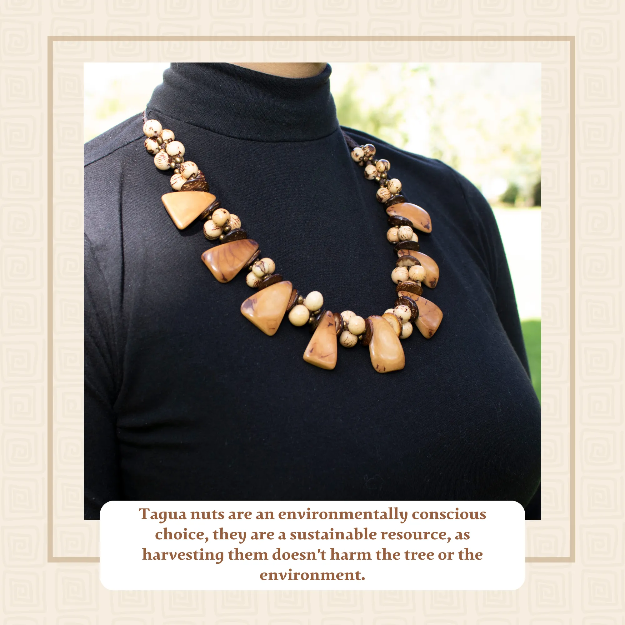 Handcrafted Brown Tagua and Acai Necklace for Women