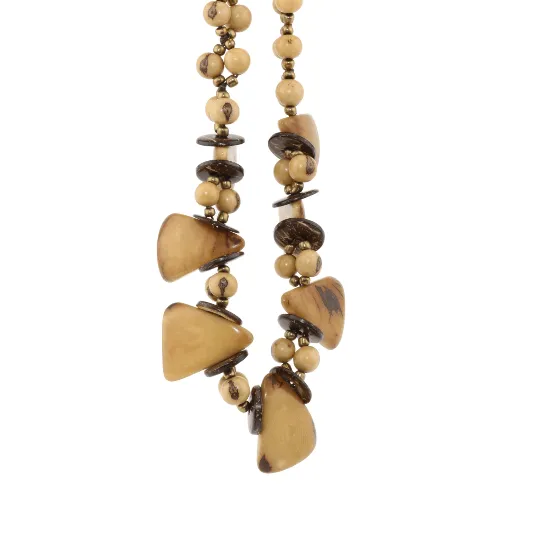 Handcrafted Brown Tagua and Acai Necklace for Women