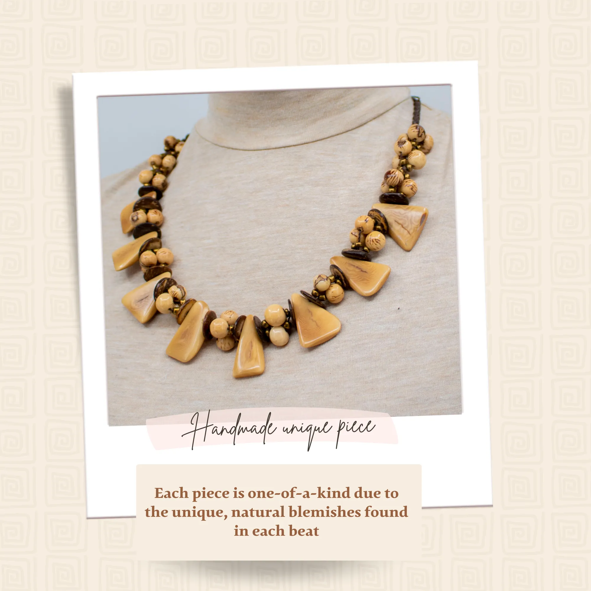 Handcrafted Brown Tagua and Acai Necklace for Women