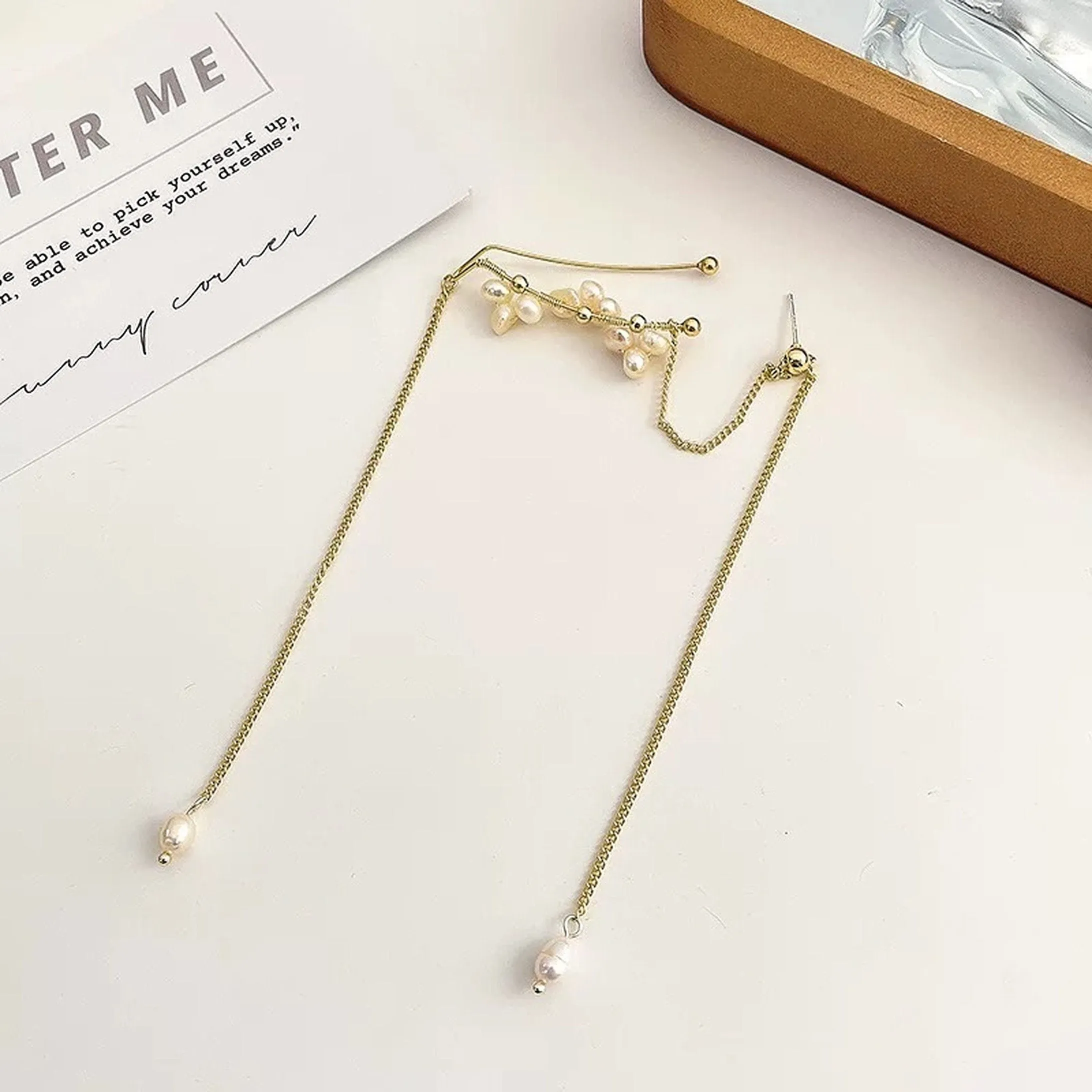 Handmade Natural Pearl Floral Ear Wrap