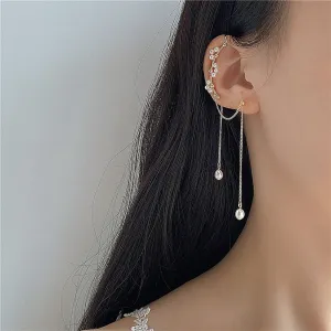 Handmade Natural Pearl Floral Ear Wrap
