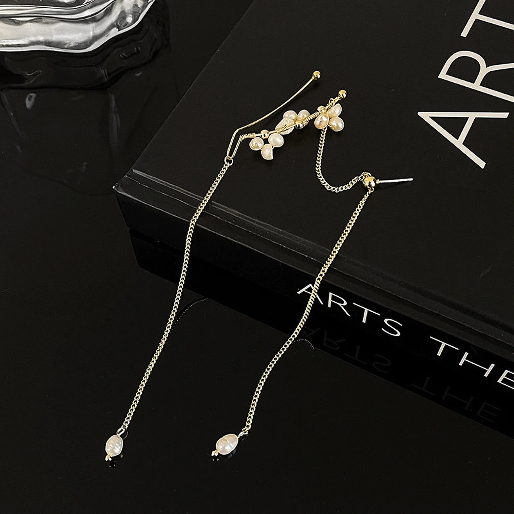 Handmade Natural Pearl Floral Ear Wrap
