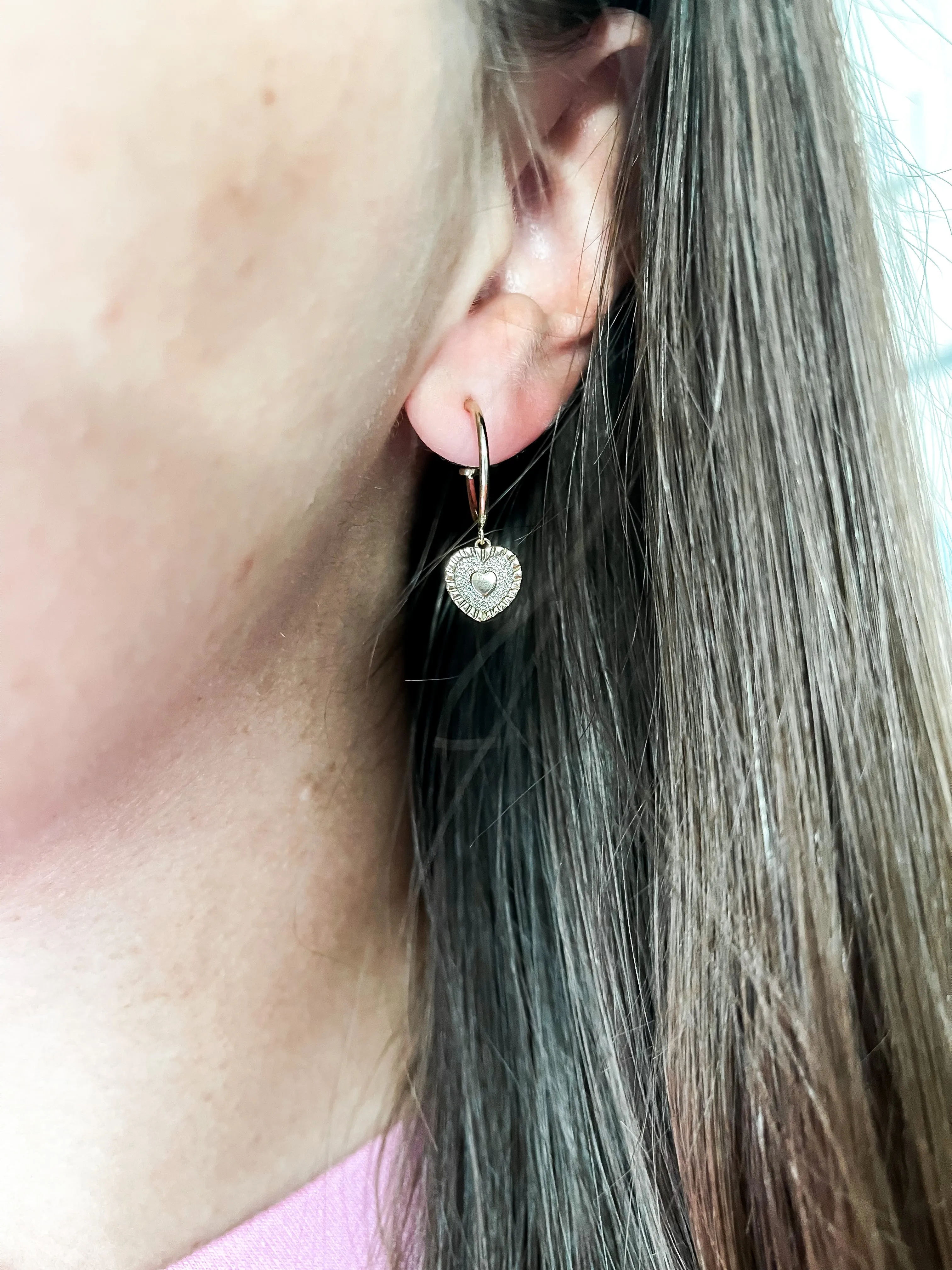 Heart Huggie Hoops