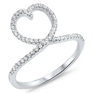 Heart Knot White CZ Promise Ring New .925 Sterling Silver Love Band Sizes 4-10