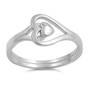 Heart Loop Love Knot Puzzle Ring New .925 Sterling Silver Band Sizes 4-10