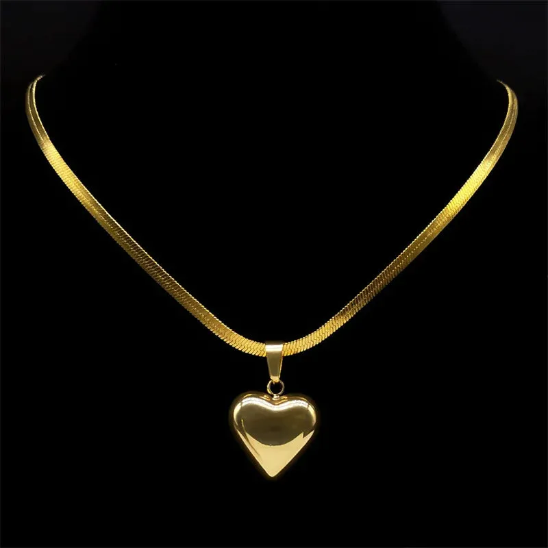 Heart Pendant Necklace Choker