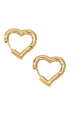 Heart shape hinged huggie hoop earrings