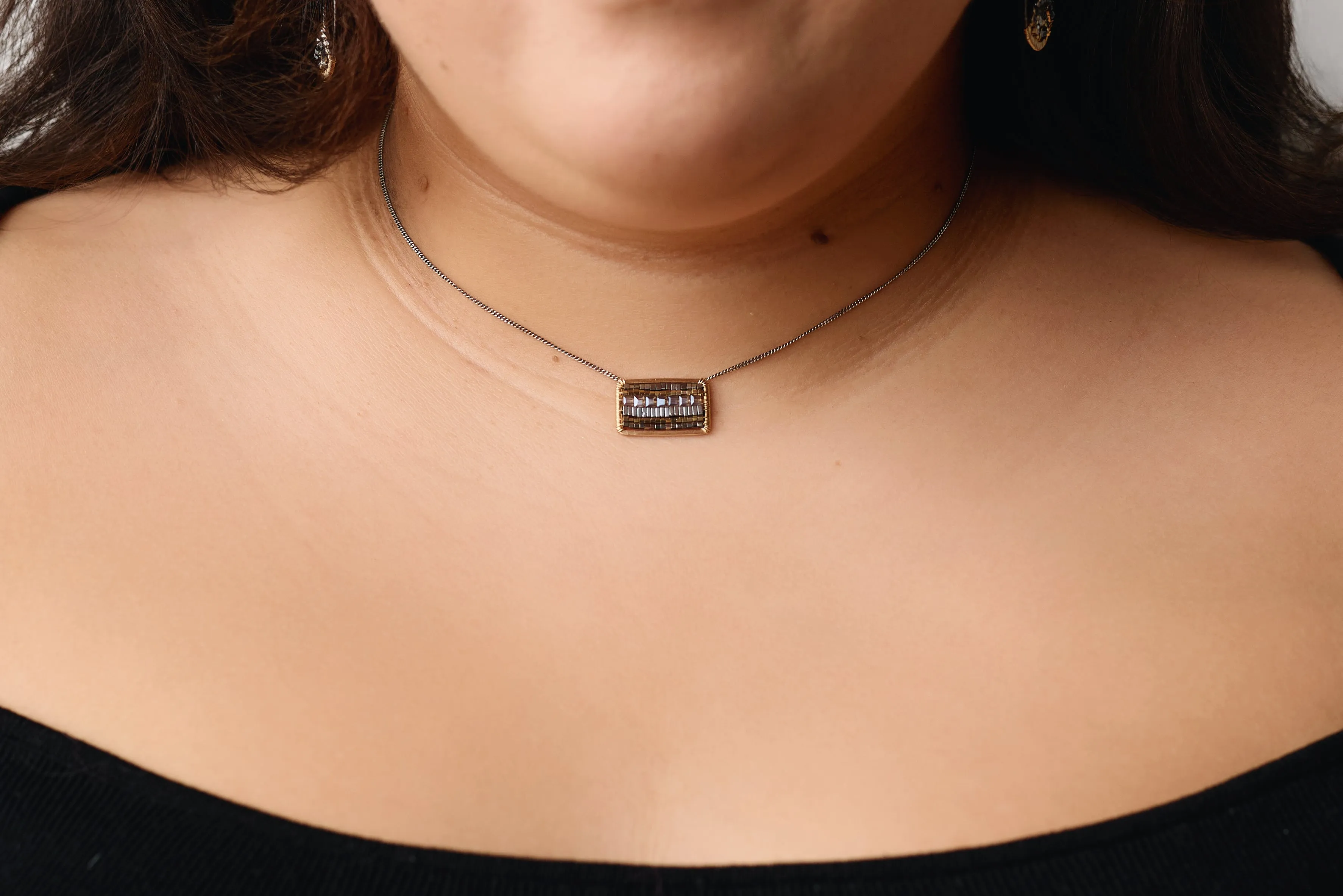 Hematite Block Necklace