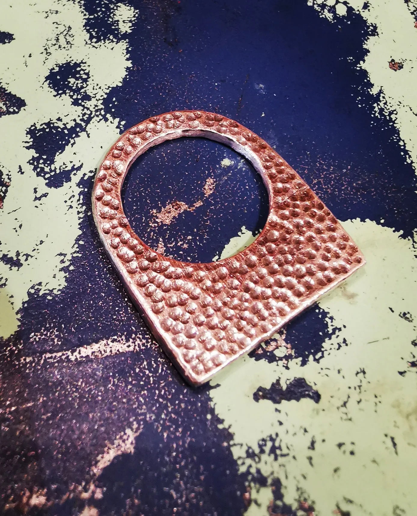 Hill tribe stamped square front ring