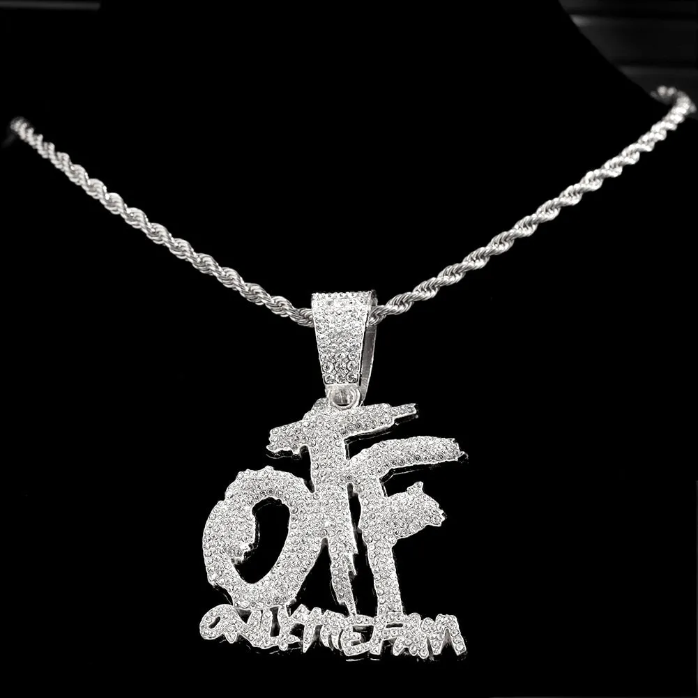 Hip Hop OTF Crystal Letter Pendant Necklaces for Women
