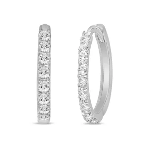 Huggie Hoop Earrings with 1/4ct of Diamonds in 9ct White Gold