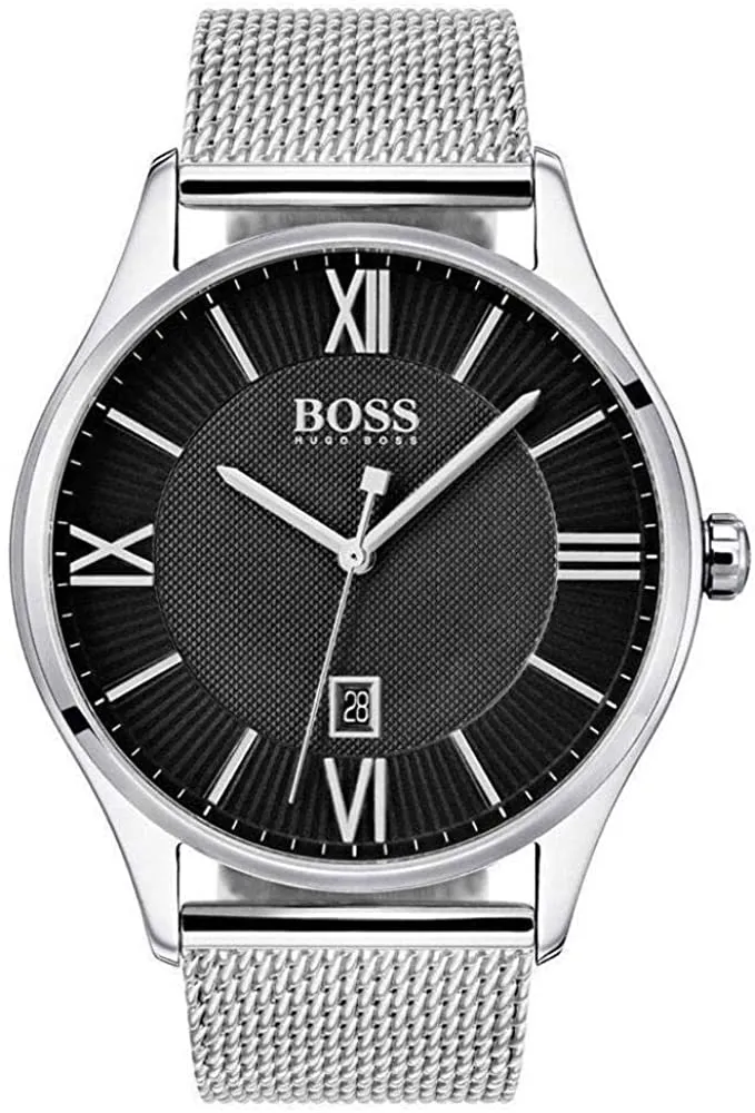 Hugo Boss Men's Governor Black Dial Mesh Bracelet Watch 1513601