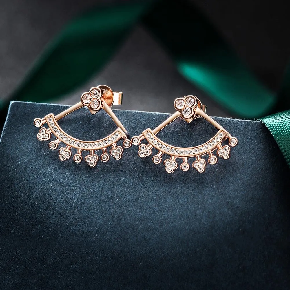 Hypoallergenic PAVÉ Ear Jacket Earrings in Gold, Rose Gold, and Silver