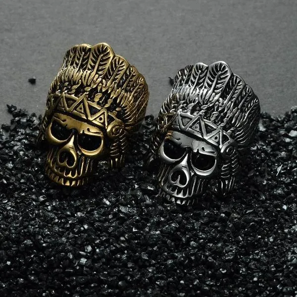 Indians Chief Skeleton Skull Ring
