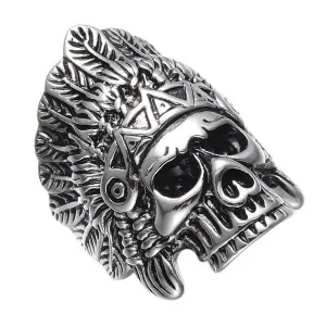 Indians Chief Skeleton Skull Ring